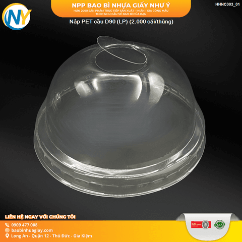 Nắp PET cầu D90 (LP) (2.000 cái/thùng) | Tổng kho phân phối đồ dùng 1 lần 1lan.vn
