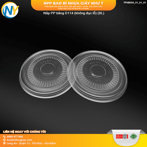 Nắp PP bằng D114 (không đục lỗ) (500 cái/thùng)( (BL) (Nắp D115 - Đậy tô giấy D115-500ml) | Tổng kho phân phối đồ dùng 1 lần 1lan.vn
