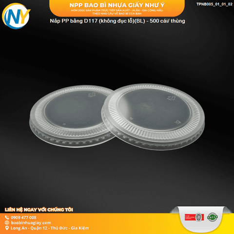 Nắp PP bằng D117 (không đục lỗ)(BL) - 500 cái/ thùng | NẮP LY/TÔ - NẮP BẰNG -  NẮP CẦU - NẮP TRỰC TIẾP - NẮP TIM | Mã TPNB005_01_01_02 | Tổng kho phân phối đồ dùng 1 lần 1lan.vn
