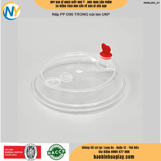NẮP NHỰA PHẲNG PP D90 (TRONG) - có nút tim (UKP) (2.000 cái/thùng) - ảnh 2