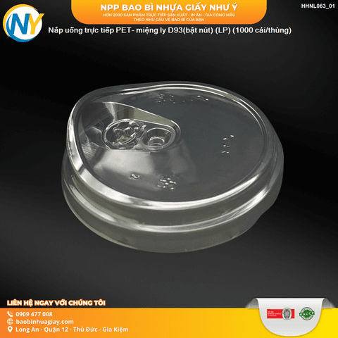 Nắp uống trực tiếp PET- miệng ly D93(bật nút) (LP) (1000 cái/thùng) | NẮP LY/TÔ - NẮP BẰNG -  NẮP CẦU - NẮP TRỰC TIẾP - NẮP TIM | Mã HHNL063_01 | Tổng kho phân phối đồ dùng 1 lần 1lan.vn