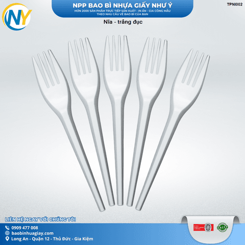 Nĩa - trắng đục (TL) (50 cái/ gói, 5.000 cái/ thùng) | ĐŨA - MUỖNG - DAO - NĨA - XIÊN - TĂM - COMBO Muỗng | Mã TPNI002 | Tổng kho phân phối đồ dùng 1 lần 1lan.vn