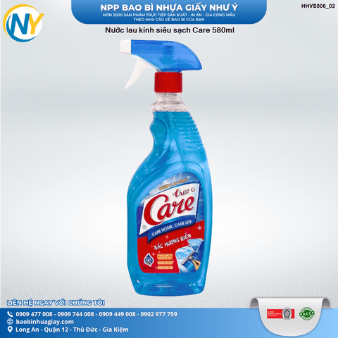 Nước lau kính siêu sạch Care 580ml | HÀNG TIÊU DÙNG - VỆ SINH - TẨY RỬA | Mã HHVS006_02 | Tổng kho phân phối đồ dùng 1 lần 1lan.vn