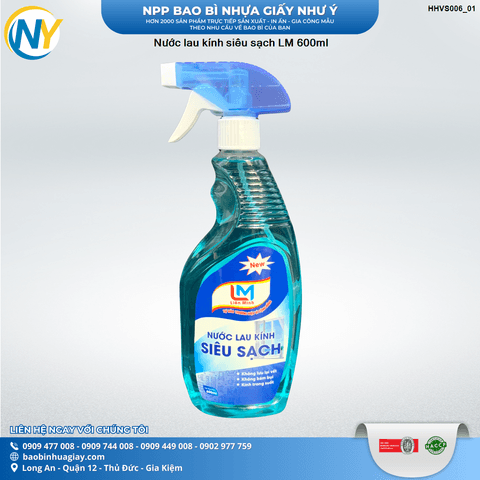 Nước lau kính siêu sạch LM 600ml | HÀNG TIÊU DÙNG - VỆ SINH - TẨY RỬA | Mã HHVS006_01 | Tổng kho phân phối đồ dùng 1 lần 1lan.vn