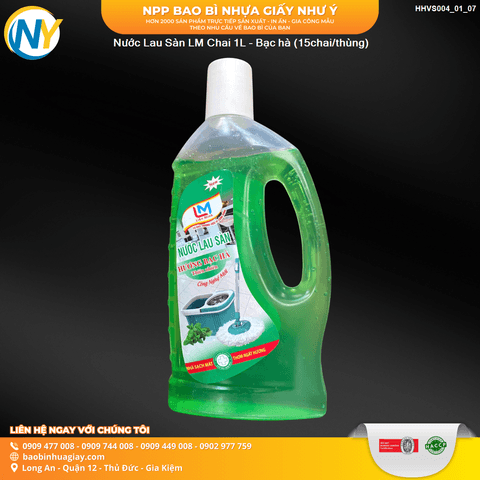 Nước Lau Sàn LM Chai 1L - Bạc hà (15chai/thùng) | HÀNG TIÊU DÙNG - VỆ SINH - TẨY RỬA | Mã HHVS004_01_07 | Tổng kho phân phối đồ dùng 1 lần 1lan.vn