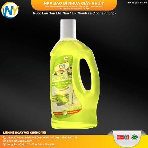 Nước Lau Sàn LM Chai 1L - Chanh sả (15chai/thùng) | HÀNG TIÊU DÙNG - VỆ SINH - TẨY RỬA | Mã HHVS004_01_05 | Tổng kho phân phối đồ dùng 1 lần 1lan.vn