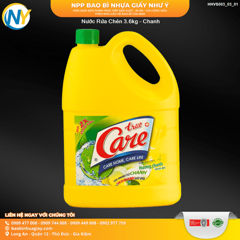 Nước Rửa Chén 3.6kg - Chanh | HÀNG TIÊU DÙNG - VỆ SINH - TẨY RỬA | Mã HHVS003_03_01 | Tổng kho phân phối đồ dùng 1 lần 1lan.vn