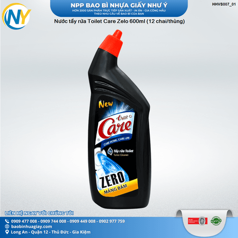 Nước tẩy rửa Toilet Care Zelo 600ml (12 chai/thùng) | HÀNG TIÊU DÙNG - VỆ SINH - TẨY RỬA | Mã HHVS007_01 | Tổng kho phân phối đồ dùng 1 lần 1lan.vn