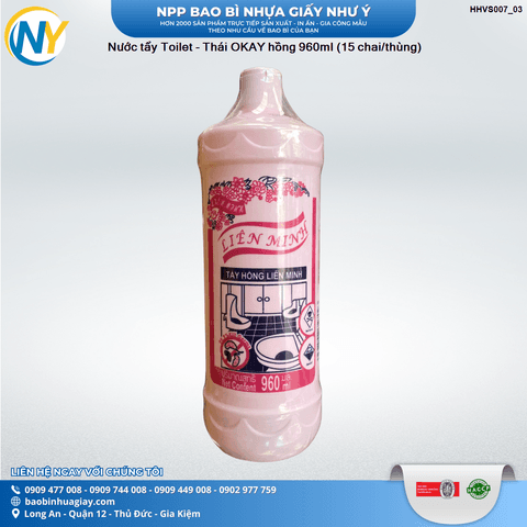 Nước tẩy Toilet - Thái OKAY hồng 960ml (15 chai/thùng) | HÀNG TIÊU DÙNG - VỆ SINH - TẨY RỬA | Mã HHVS007_03 | Tổng kho phân phối đồ dùng 1 lần 1lan.vn