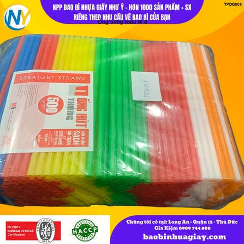 Ống 500g màu phi D8 | ỐNG HÚT - ỐNG THẲNG/CONG/NHỌN - BỌC MÀNG BOPP | Mã TPOG008 | Tổng kho phân phối đồ dùng 1 lần 1lan.vn