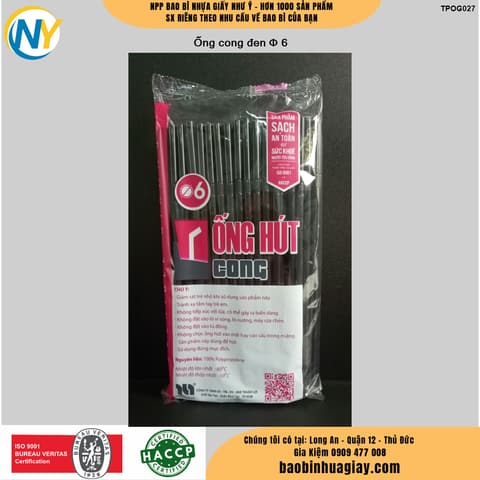 Ống cong đen phi D6 | Tổng kho phân phối đồ dùng 1 lần 1lan.vn