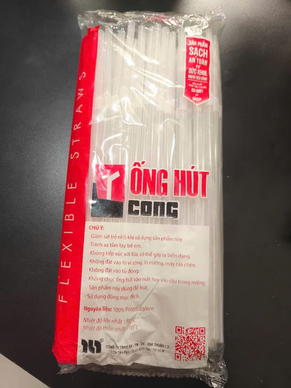 Ống hút cong trong trắng ( phi 5 ) ( 100 gói / bao )