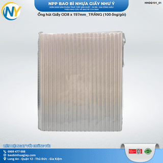 Ống hút Giấy OD8 x 197mm Ống hút giấy màu trắng (100 ống/gói) - ảnh 1