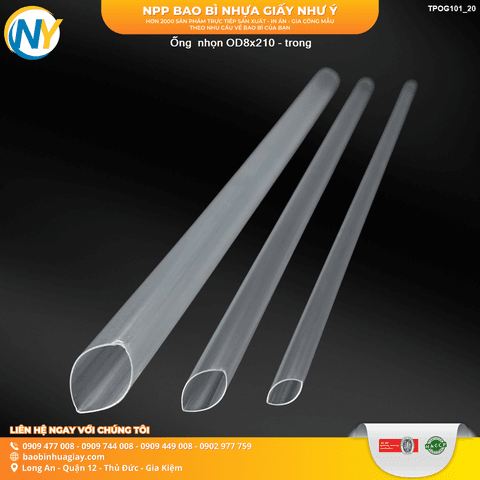 Ống  nhọn OD8x210 - trong | ỐNG HÚT - ỐNG THẲNG/CONG/NHỌN - BỌC MÀNG BOPP | Mã TPOG101_20 | Tổng kho phân phối đồ dùng 1 lần 1lan.vn