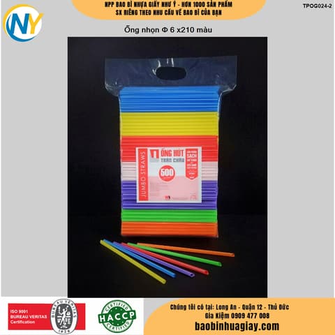 Ống nhọn phi D6 x210 màu | ỐNG HÚT - ỐNG THẲNG/CONG/NHỌN - BỌC MÀNG BOPP | Mã TPOG024-2 | Tổng kho phân phối đồ dùng 1 lần 1lan.vn