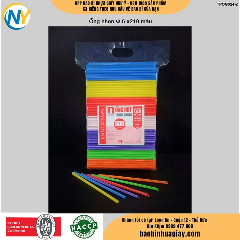 Ống nhọn phi D6 x 210 màu ( 500 gram/gói - 5kg/cây ) | ỐNG HÚT - ỐNG THẲNG/CONG/NHỌN - BỌC MÀNG BOPP | Mã TPOG024-2