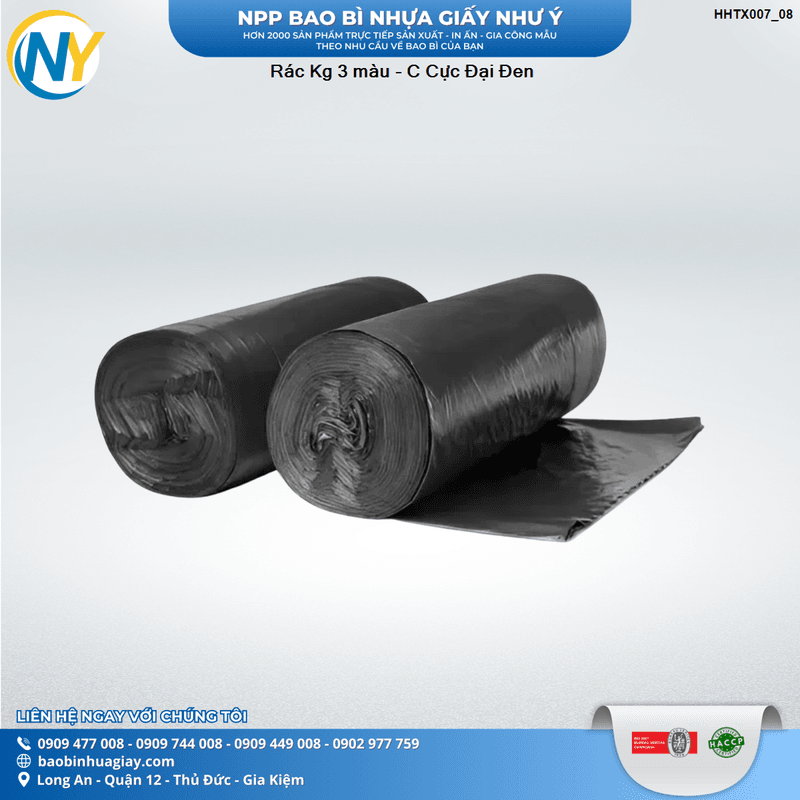 Rác cuộn Kg 3 màu (C) Cực Đại Đen (Rồng Vàng) ( Kích thước 78 x 92 cm ) | HÀNG TIÊU DÙNG - VỆ SINH - TẨY RỬA | Mã HHTX007_08