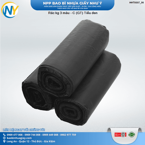 Rác cuộn Kg 3 màu (C) Tiểu đen (Rồng Vàng) | HÀNG TIÊU DÙNG - VỆ SINH - TẨY RỬA | Mã HHTX007_06 | Tổng kho phân phối đồ dùng 1 lần 1lan.vn