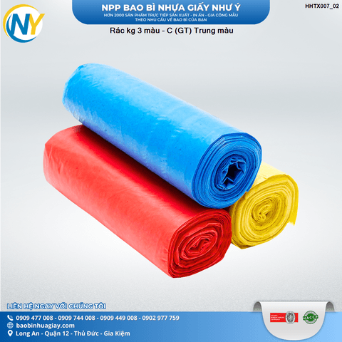 Rác cuộn Kg 3 màu (C) Trung màu (Rồng Vàng) | HÀNG TIÊU DÙNG - VỆ SINH - TẨY RỬA | Mã HHTX007_02 | Tổng kho phân phối đồ dùng 1 lần 1lan.vn