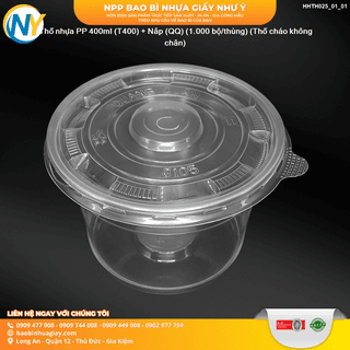 Thố nhựa PP 400ml (T400) + Nắp (QQ) (1.000 bộ/thùng) (Thố cháo không chân) - ảnh 3