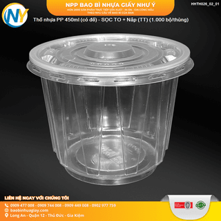 Thố nhựa PP 450ml (có đế) - SỌC TO + Nắp (TT) (1.000 bộ/thùng) - ảnh 3