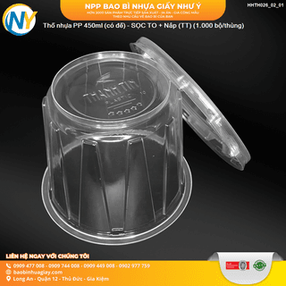 Thố nhựa PP 450ml (có đế) - SỌC TO + Nắp (TT) (1.000 bộ/thùng) - ảnh 2