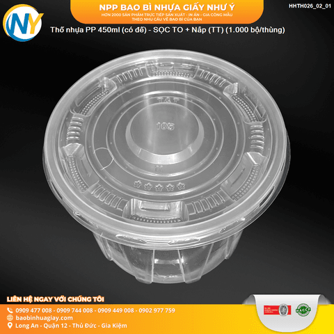 Thố nhựa PP 450ml (có đế) - SỌC TO + Nắp (TT) (1.000 bộ/thùng) | HỘP NHỰA, TÔ/THỐ NHỰA VUÔNG/TRÒN - HỘP MICROWAVE | Mã HHTH026_02_01 | Tổng kho phân phối đồ dùng 1 lần 1lan.vn