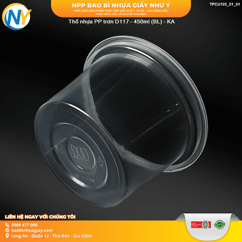 Thố nhựa PP trơn D117 - 450ml (BL) - KA | HỘP NHỰA, TÔ/THỐ NHỰA VUÔNG/TRÒN - HỘP MICROWAVE | Mã TPCU105_01_01 | Tổng kho phân phối đồ dùng 1 lần 1lan.vn