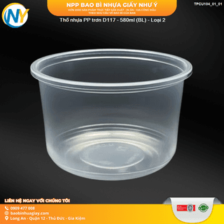 Thố nhựa PP trơn D117 - 580ml (BL) - Loại 2 (500 cái/kiện) - ảnh 3