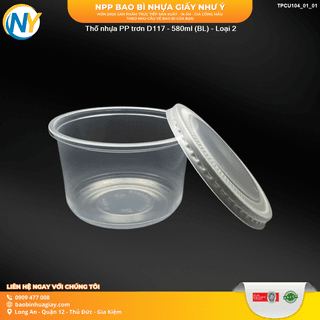 Thố nhựa PP trơn D117 - 580ml (BL) - Loại 2 (500 cái/kiện) - ảnh 2