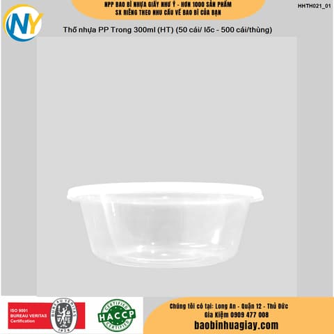 Hộp nhựa Microwave Tròn 300ml - Trong (HT) (50 cái/ lốc - 500 cái/thùng) | HỘP NHỰA, TÔ/THỐ NHỰA VUÔNG/TRÒN - HỘP MICROWAVE | Mã HHTH021_01 | Tổng kho phân phối đồ dùng 1 lần 1lan.vn