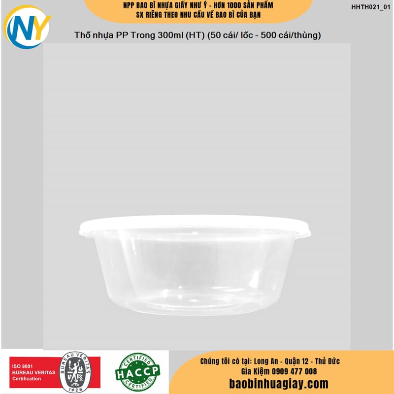 Hộp nhựa Microwave Tròn 300ml - Trong (HT) (50 cái/ lốc - 500 cái/thùng) | HỘP NHỰA, TÔ/THỐ NHỰA VUÔNG/TRÒN - HỘP MICROWAVE | Mã HHTH021_01