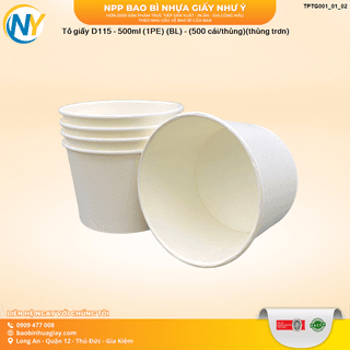 Tô giấy D115 - 500ml (1PE) (BL) - (500 cái/thùng)(thùng trơn) - ảnh 2
