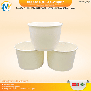 Tô giấy D115 - 500ml (1PE) (BL) - (500 cái/thùng)(thùng trơn) - ảnh 1