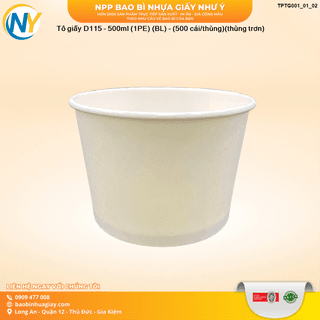 Tô giấy D115 - 500ml (1PE) (BL) - (500 cái/thùng)(thùng trơn) - ảnh 3