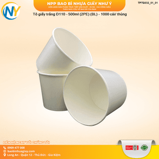 Tô giấy trắng D110 - 500ml (2PE) (BL) - 1000 cái/ thùng - ảnh 3