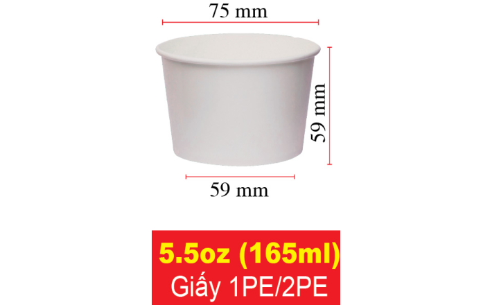 So sánh tô giấy trắng D75 5.5oz 165ml 1PE và 2PE: nên chọn loại nào cho quán ăn?