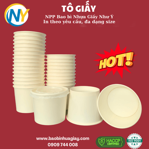 Tô giấy trắng D98 - 360ml (12oz) (2PE) (dày) (BL) - 1000 cái/ thùng | Tổng kho phân phối đồ dùng 1 lần 1lan.vn