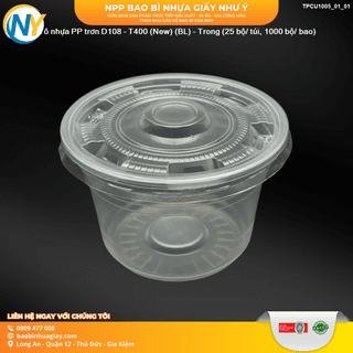 Tô nhựa PP trơn D108 - T400 (New) (BL) - Trong (25 bộ/ túi, 1000 bộ/ bao) - ảnh 1