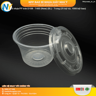 Tô nhựa PP trơn D108 - T400 (New) (BL) - Trong (25 bộ/ túi, 1000 bộ/ bao) - ảnh 4