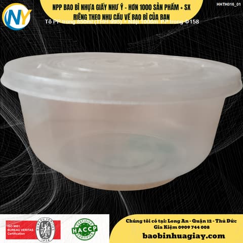 Tô PP trong 850ml (THH-995) + Nắp 1006m  PP trong phi D158 | HỘP NHỰA, TÔ/THỐ NHỰA VUÔNG/TRÒN - HỘP MICROWAVE | Mã HHTH016_01 | Tổng kho phân phối đồ dùng 1 lần 1lan.vn