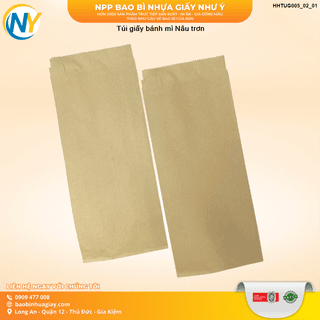 Túi giấy bánh mì - Giấy Kraft NÂU TRƠN không in (100 cái/xấp - 5.000 cái/thùng)
