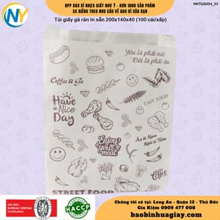 Túi giấy 14x20x4 - In sẵn (STREET FOOD) - NÂU (100 cái/xấp) - ảnh 1