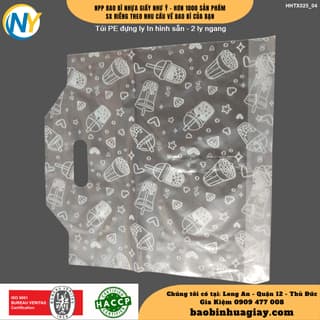Túi đựng ly trà sữa - 2 ly ngang (vách ngăn) (In sẵn họa tiết màu trắng) (x8) - ảnh 2