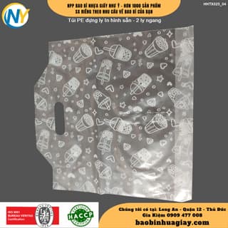 Túi đựng ly trà sữa - 2 ly ngang (vách ngăn) (In sẵn họa tiết màu trắng) (x8) - ảnh 5