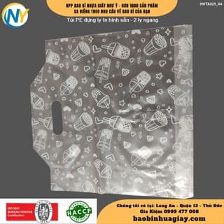 Túi đựng ly trà sữa - 2 ly ngang (vách ngăn) (In sẵn họa tiết màu trắng) (x8) - ảnh 3