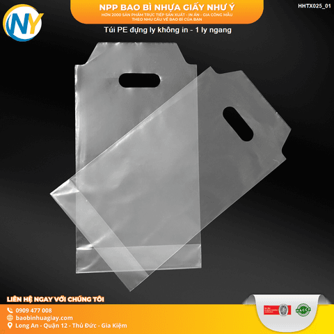Túi đựng ly trà sữa - 1 ly ngang - Loại 1  (Nhựa Zin) | TÚI ĐỰNG LY | Mã HHTX025_01 | Tổng kho phân phối đồ dùng 1 lần 1lan.vn