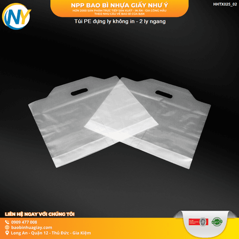 Túi đựng ly trà sữa - 2 ly ngang (vách ngăn) -  Loại 1  (Nhựa Zin) | TÚI ĐỰNG LY | Mã HHTX025_02 | Tổng kho phân phối đồ dùng 1 lần 1lan.vn