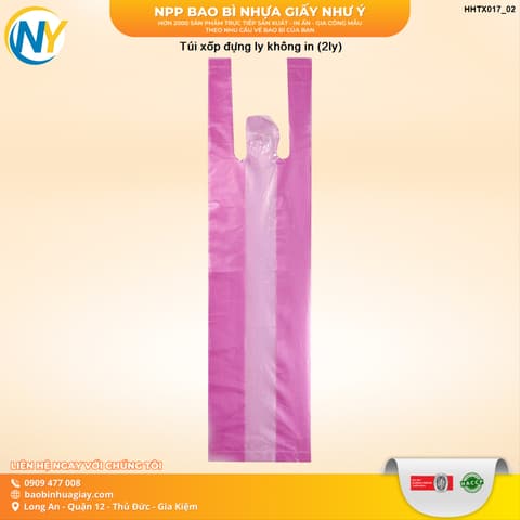 Túi xốp đựng 2 ly (ly nước mía) (Hồng gai) - ZIN ĐẸP | TÚI ĐỰNG LY | Mã HHTX017_02 | Tổng kho phân phối đồ dùng 1 lần 1lan.vn