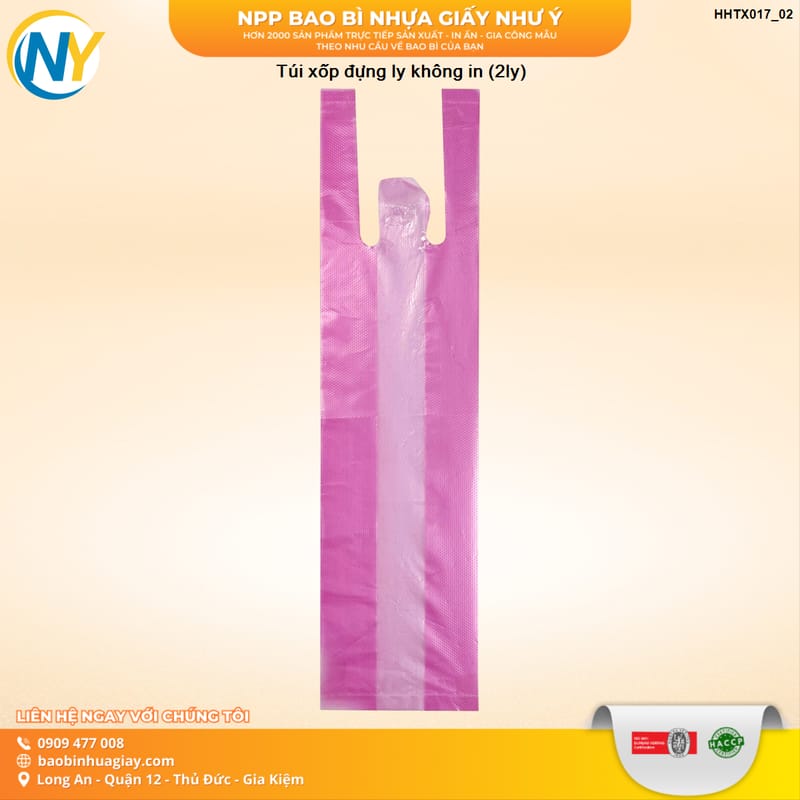 Túi xốp đựng 2 ly (ly nước mía) (Hồng gai) - ZIN ĐẸP | TÚI ĐỰNG LY | Mã HHTX017_02